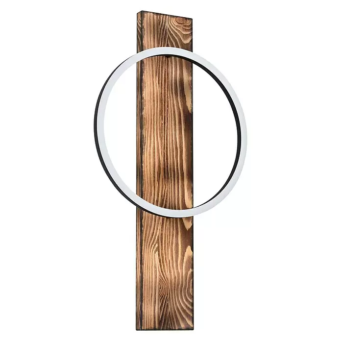 Eglo LED-Wandleuchte - 12 W, Holz/Klar, Warmweiß - Diagonale Ansicht