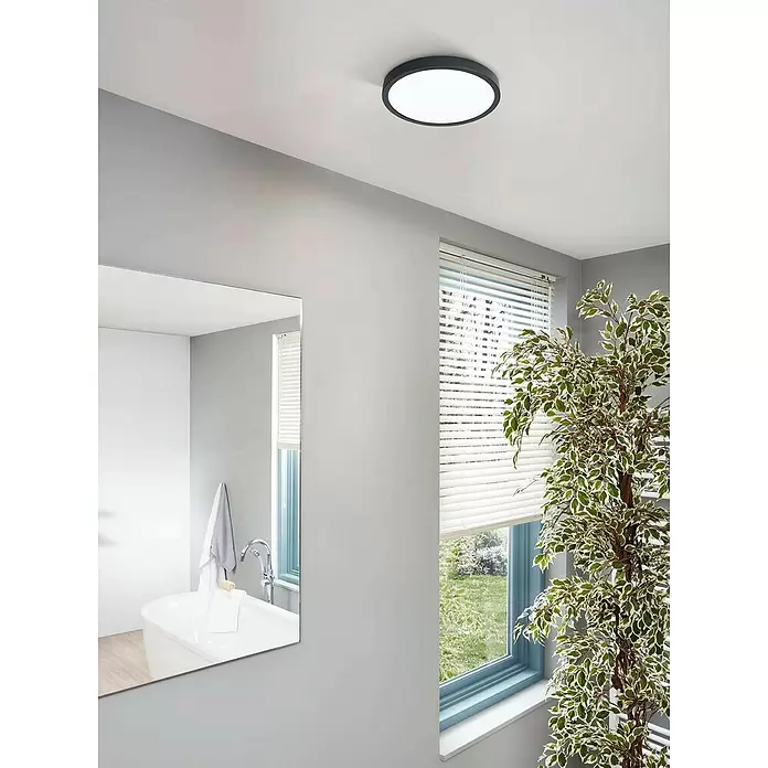 Eglo LED-Deckenleuchte rund Fueva 5 - Ø x H: 285 mm x 2,8 cm, Schwarz/Weiß, Warmweiß - Stimmungsaufnahme