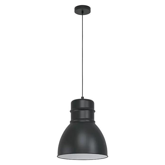 Eglo Pendelleuchte rund EBURY - 60 W, Ø x H: 38 x 110 cm, Schwarz/Weiss, E27 - Vorderansicht