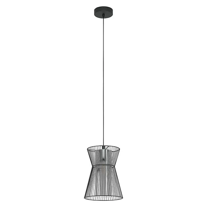 Eglo Pendelleuchte rund MASETA - 40 W, Ø x H: 225 mm x 110 cm, Schwarz, E27 - Vorderansicht