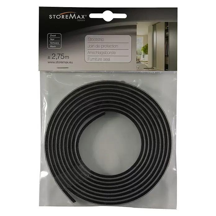Storemax Stootbescherming voor schuifdeuren - Zwart, 275 cm - Vooraanzicht
