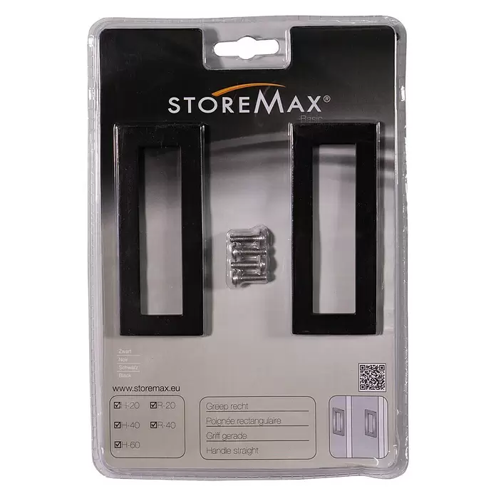Storemax Handgreep voor schuifdeuren - Zwart - Vooraanzicht