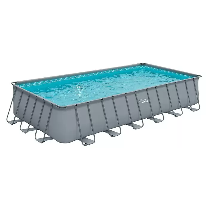 Frame-Pool-Set Summer Waves Elite - L x B x H: 732 x 366 x 132 cm, 31.771 l, Grau - Diagonale Ansicht