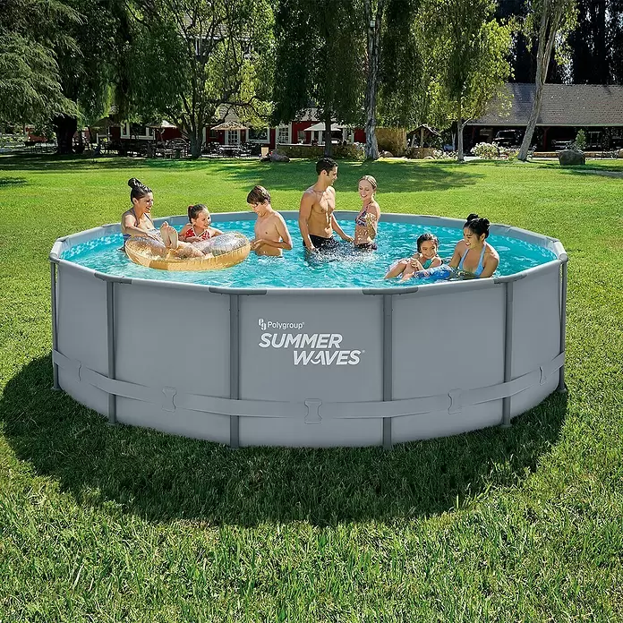 Frame-Pool-Set Summer Waves Elite - Ø x H: 427 x 107 cm, 13.294 l, Grau - Stimmungsaufnahme