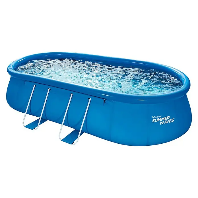 Pool-Set Summer Waves - L x B x H: 601 x 366 x 122 cm, 16.353 l, Blau - Diagonale Ansicht