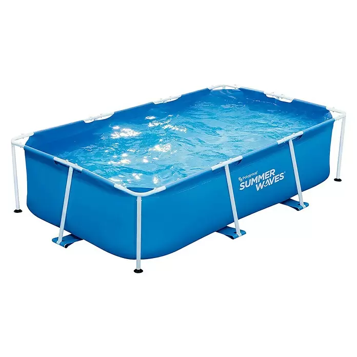 Frame-Pool-Set Summer Waves - L x B x H: 260 x 160 x 66 cm, 2.300 l, Blau - Diagonale Ansicht