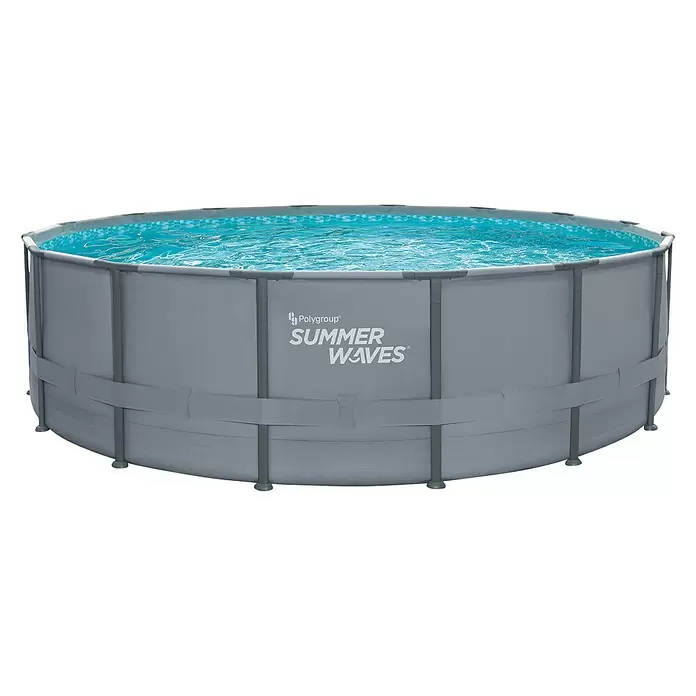 Frame-Pool-Set Summer Waves Elite - Ø x H: 488 x 122 cm, 19.858 l, Grau - Vorderansicht