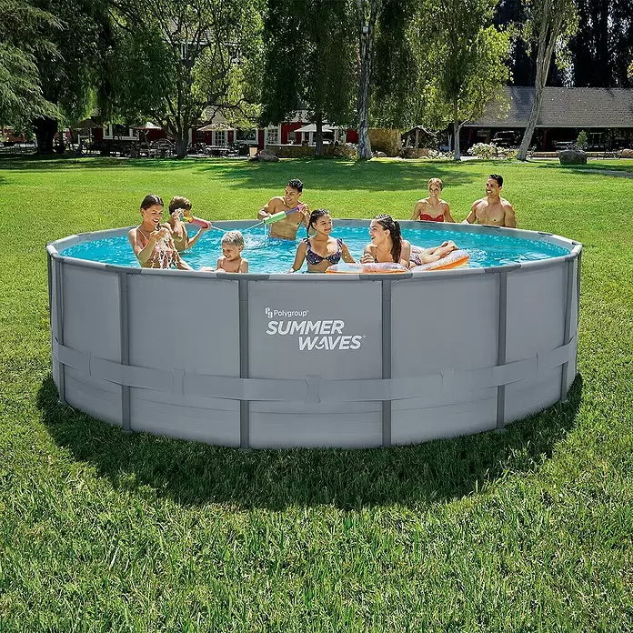 Frame-Pool-Set Summer Waves Elite - Ø x H: 488 x 122 cm, 19.858 l, Grau - Stimmungsaufnahme
