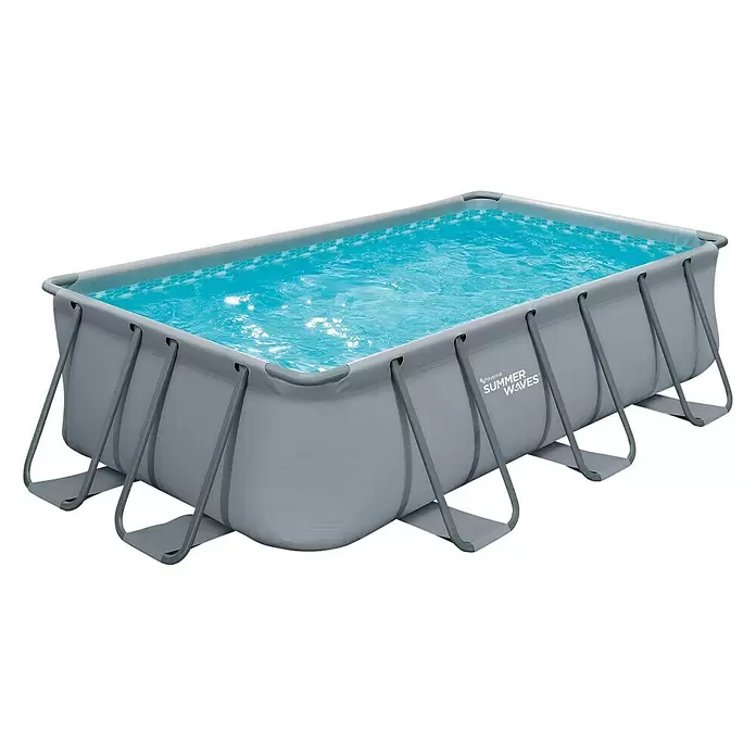Frame-Pool-Set Summer Waves Elite - L x B x H: 400 x 200 x 100 cm, 7.075 l, Grau - Diagonale Ansicht