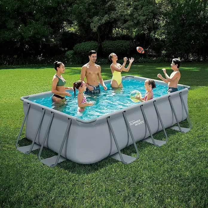 Frame-Pool-Set Summer Waves Elite - L x B x H: 400 x 200 x 100 cm, 7.075 l, Grau - Stimmungsaufnahme