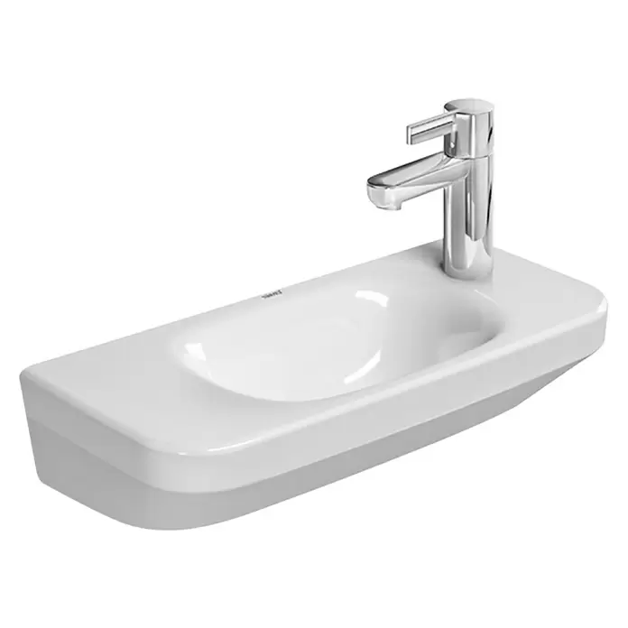 Duravit DuraStyle Waschbecken - 50 x 22 cm, Mit schmutzabweisender Glasur, Hahnloch: Rechts, Ohne Überlauf, Weiß - Diagonale Ansicht