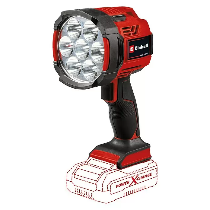 Einhell Power X-Change LED-Strahler TE-CL 18/2500 LiAC - Solo - 18 V, Ohne Akku, 2.500 lm - Diagonale Ansicht