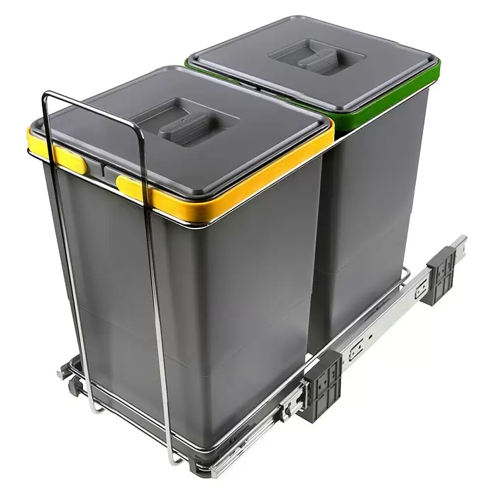 Sistema de separación de residuos Ecofil 12 + 12 L mod.30 - Gris, Plástico - Vista angular
