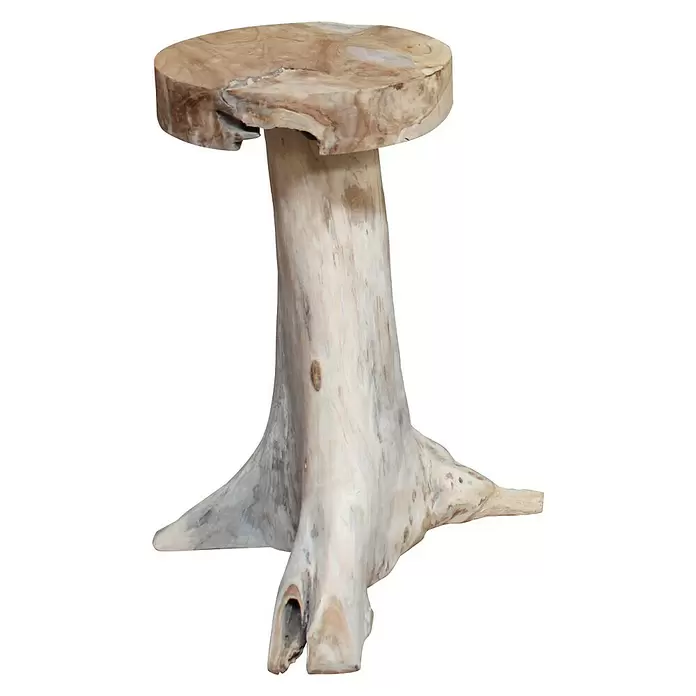 Barhocker Surga 2 - Natur, Holz, Ø x H: 40 x 76 cm - Diagonale Ansicht