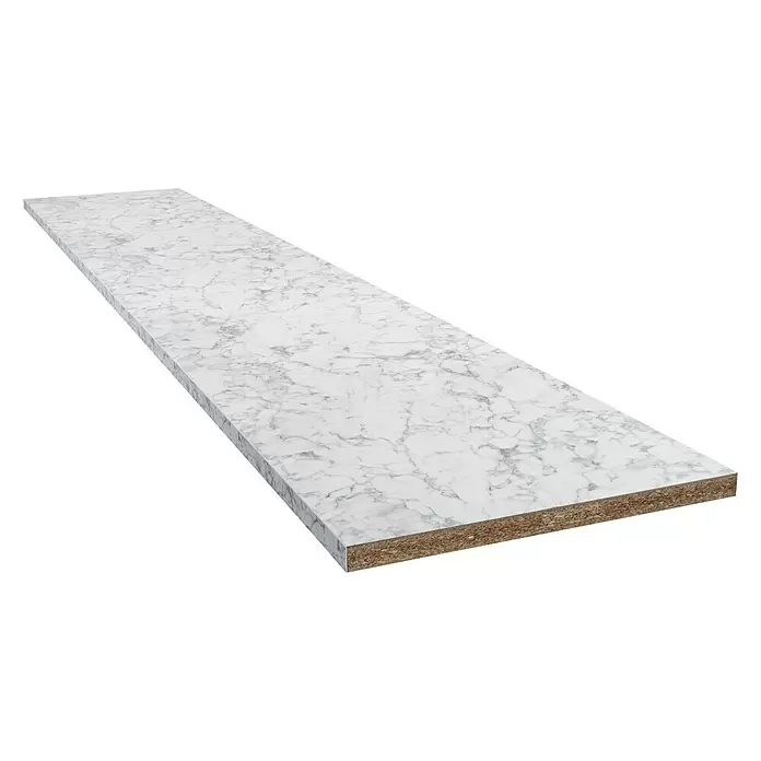 CUCINE Küchenarbeitsplatte nach Maß 3570 Marmo Bianco - Max. Zuschnittsmaß: 365 x 63,5 cm, Stärke: 3,8 cm - Diagonale Ansicht