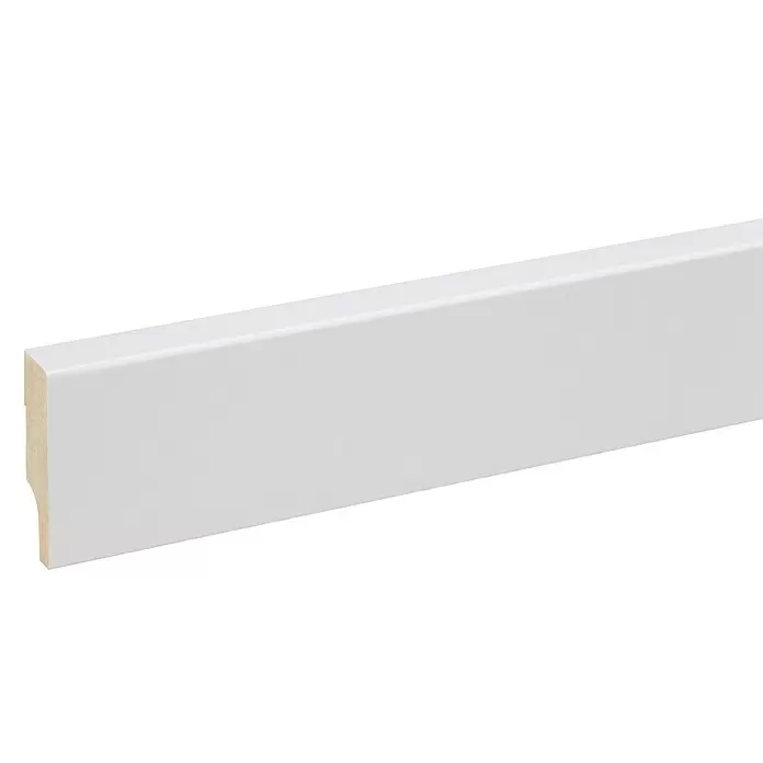 Muurplint Blokvormig Wit - 240 cm x 15 mm x 58 mm, Wit - Close-up