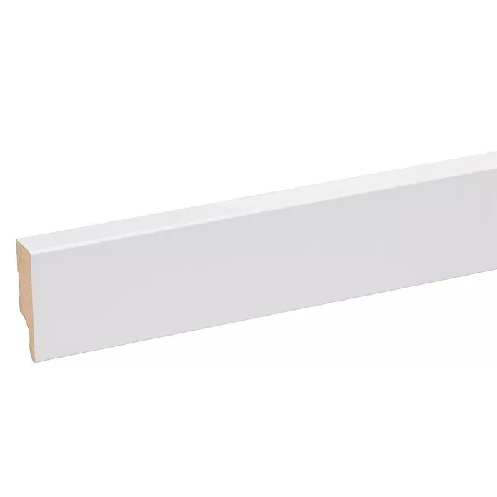Muurplint Blokvormig Wit - 240 cm x 18 mm x 58 mm, Wit - Close-up