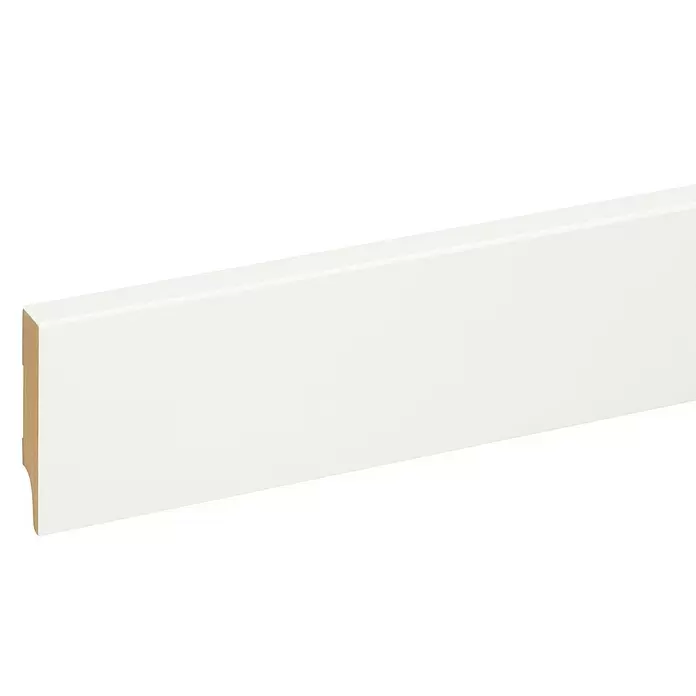 Muurplint Gelakt Wit RAL9010 - 244 cm x 15 mm x 79 mm, Wit - Close-up