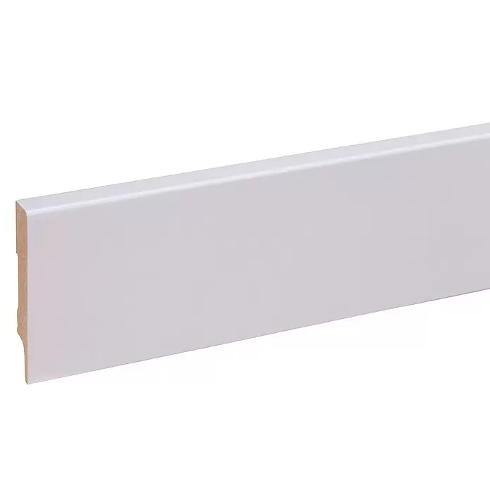 Muurplint Blokvormig Wit - 240 cm x 12 mm x 80 mm, Wit - Close-up