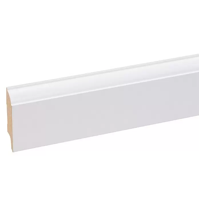 Muurplint Wit - 240 cm x 18 mm x 80 mm, Wit - Close-up