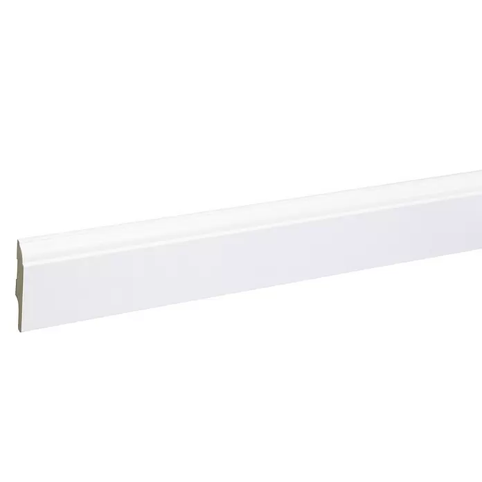 Muurplint Wit RAL 9003 - 244 cm x 12 mm x 57 mm, Wit - Close-up