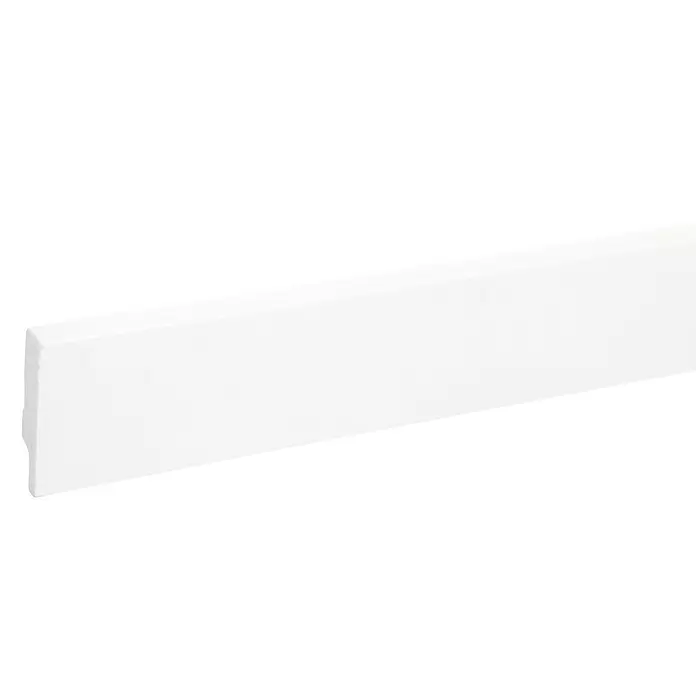 Muurplint RAL9016 - 244 cm x 15 mm x 69 mm, Wit - Close-up