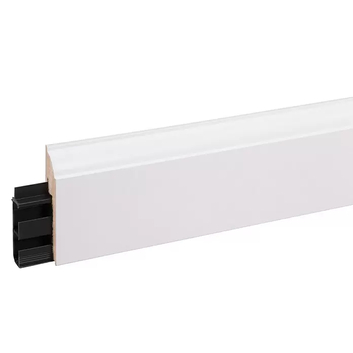 CanDo Plint met kabelkanaal Style - 240 cm x 19 mm x 80 mm, WIt - Close-up