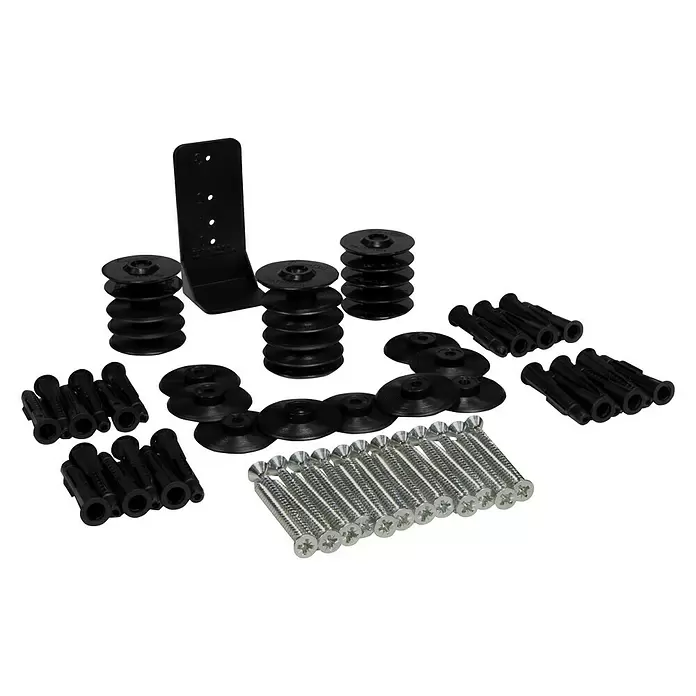 CanDo Montageset voor plinten - Inhoud: 25 st., Zwart - Diagonaal zicht