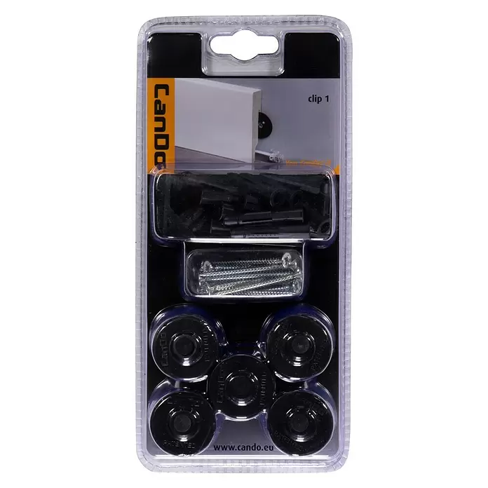 CanDo Montageset voor plinten - Inhoud: 25 st., Zwart - Top-down weergave