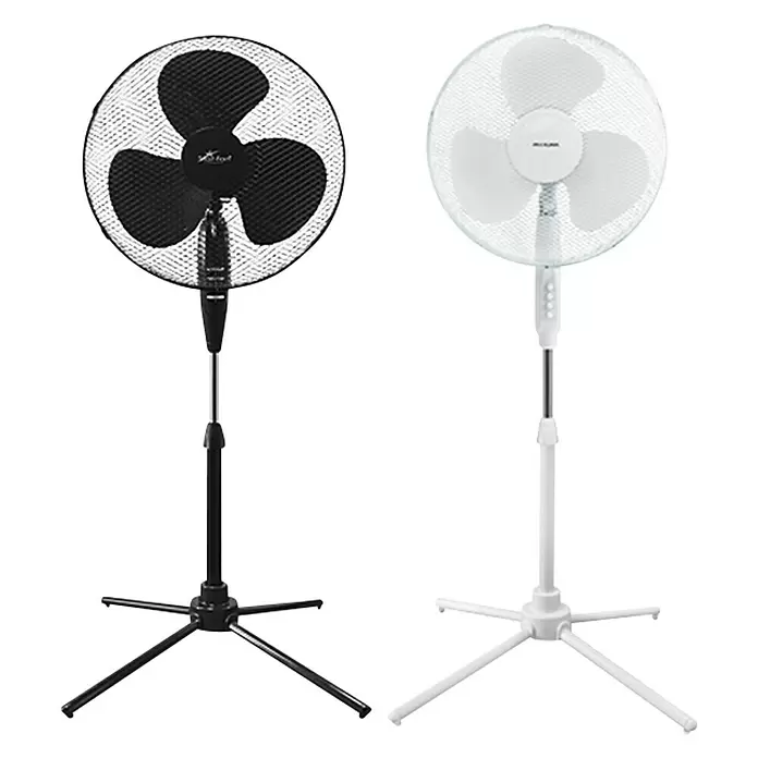 PR Klima Ventilador de pie Acapulco Pack - Blanco/Negro, Diámetro: 40 cm, 50 W, 2.427 m³/h - Vista frontal