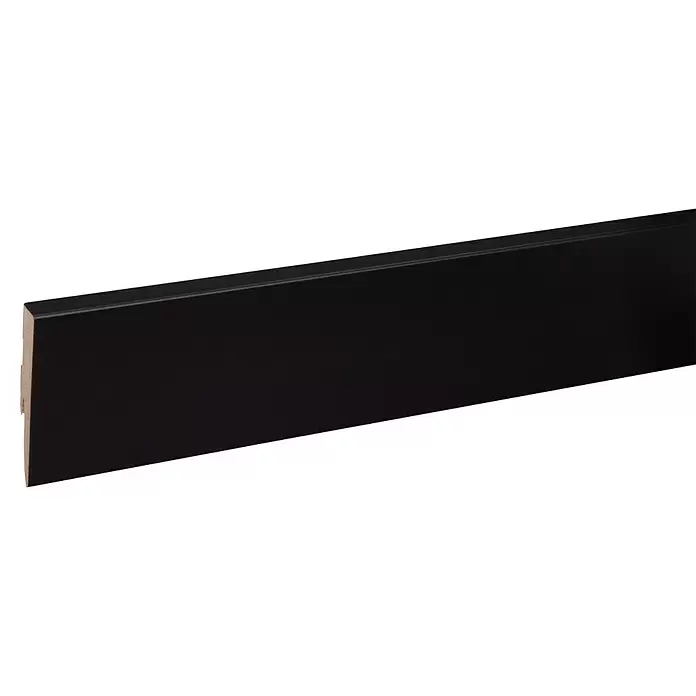 CanDo Muurplint Zwart - 240 cm x 80 mm x 12 mm, Zwart, MDF - Close-up