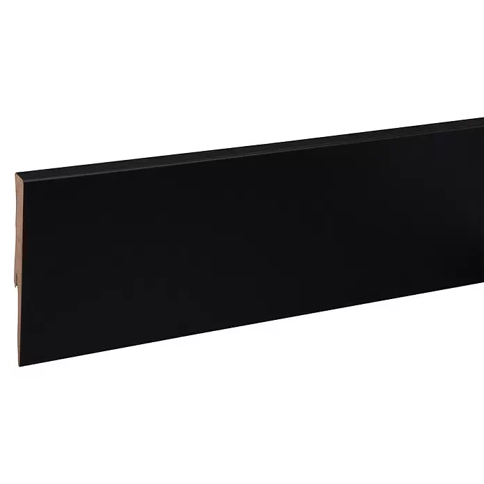CanDo Muurplint Zwart - 240 cm x 120 mm x 12 mm, Zwart, MDF - Close-up