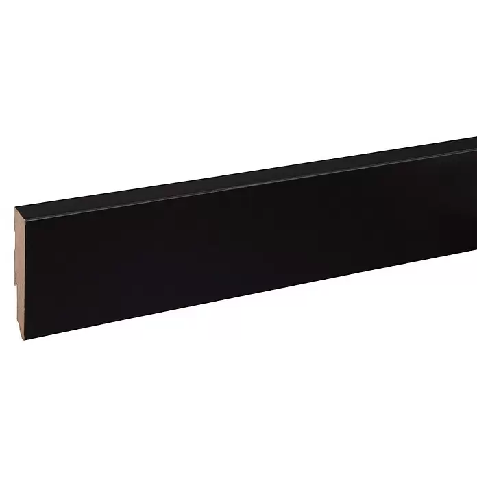 CanDo Muurplint Zwart - 240 cm x 80 mm x 18 mm, Zwart, MDF - Close-up