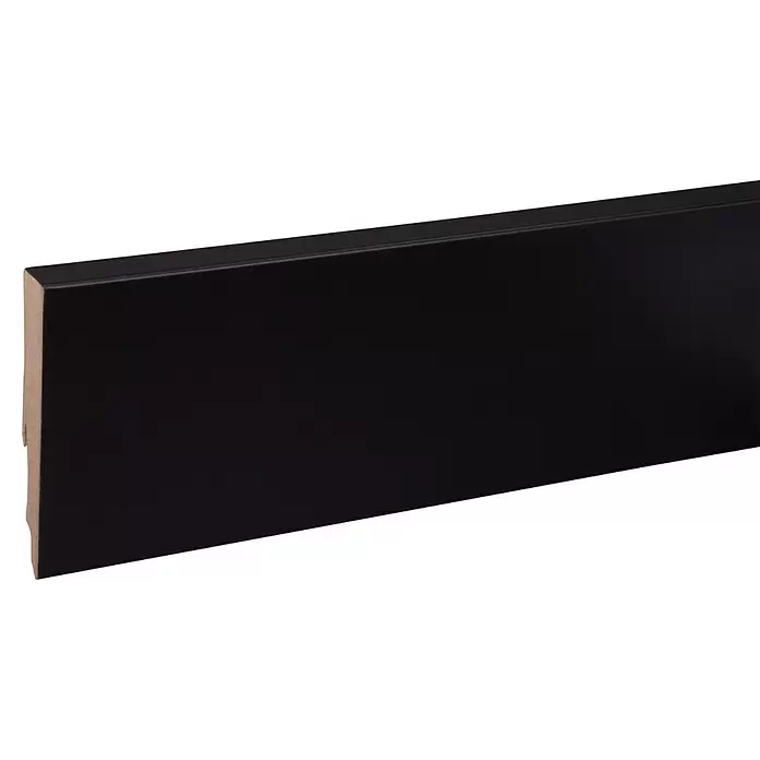 CanDo Muurplint Zwart - 240 cm x 120 mm x 18 mm, Zwart, MDF - Close-up