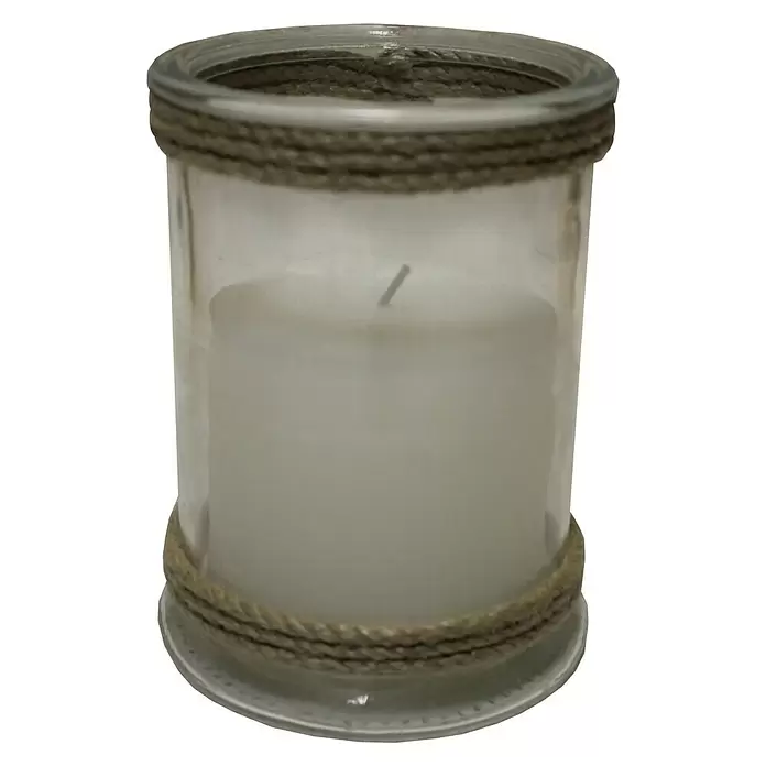 Windlicht Glas - Ø x H: 13 x 17 cm, Creme - Vorderansicht