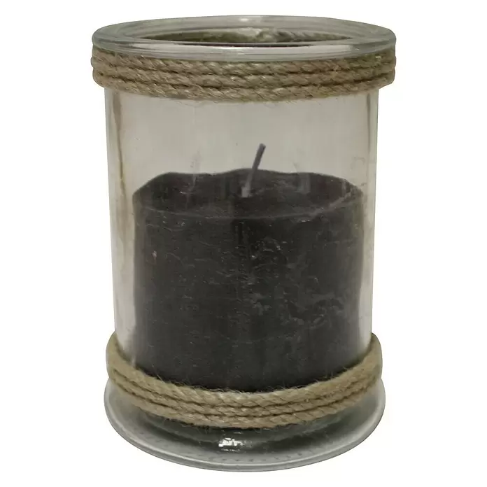Windlicht Glas - Ø x H: 13 x 17 cm, Schwarz - Vorderansicht