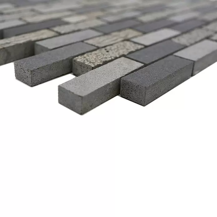 Mozaïektegel brick Snijwerk Mix XNC B49 - 30,5 x 30,5 cm, Grijs, Mat - Close-up