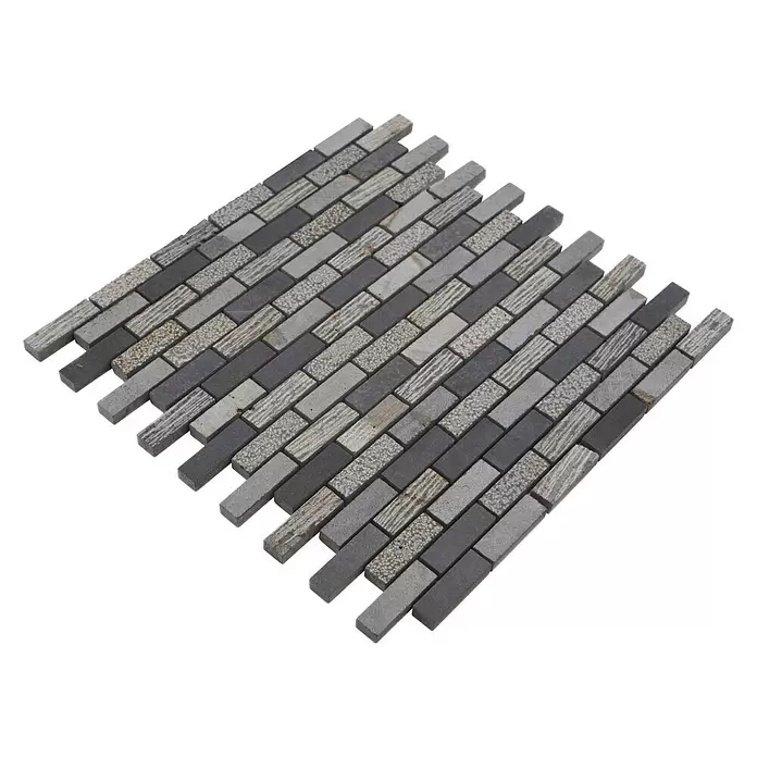 Mozaïektegel brick Snijwerk Mix XNC B49 - 30,5 x 30,5 cm, Grijs, Mat - Diagonaal zicht